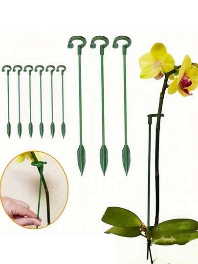 10 件套多用途植物支撑桩和夹子套装|可调节固定杆，适用于蝴蝶兰、盆景、蔬菜和花卉 - 可重复使用的园艺工具，具有强力支撑力，非常适合茎部支撑、生长指导和植物保护（耐用塑料结构，易于安装和可重复使用，适用于室内外园艺）