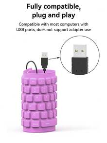 1 Pc 85-Key Foldable Curved Waterproof Silicone Wired Keyboard - Multicolor - View 4