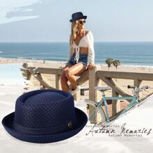 JEWELRYWE Men's Women's Simple England Jazz Hat, Breathable Mesh Bowler Hat, Sun Hat