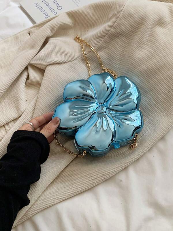 Bolso mini floral único de estilo , forma de caja dulce y audaz, bolso de cadena para el hombro/cruzado para maquillaje y eventos