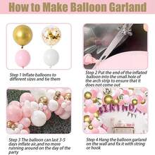 123 Stücke rosa Ballon-Girlande Set, rosa weiße goldene Latex-Ballons, perfekt für Geburtstags-Party, Babyparty, Hochzeit, Geschlechts-Enthüllungsparty Dekorationen