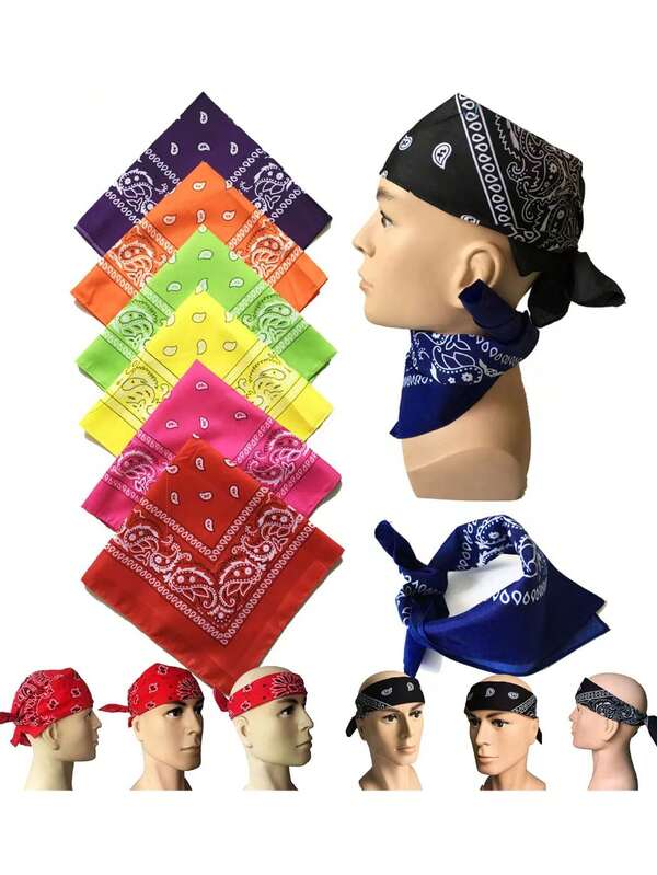 1pc Women Paisley Print Retro Women Bandana, Small Square Scarf, Head Scarf, Neck Scarf, Hair Accessory, Unisex For Spring/Summer Use