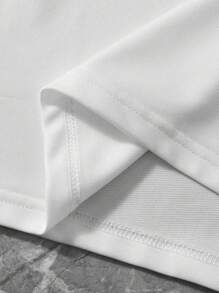 Men's Sports & Basketball Style Casual Black Ribbon Short Sleeve T-Shirt With English Text & Minimalist Letter Print, Suitable For School, Daily Wear, Street Style, Boyfriend Gift