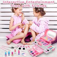 1pc Kids Pretend Makeup Set, Girls Makeup Palette, Princess Handbag, Cosmetic Beauty Vanity Kit, Lipstick, Eyeshadow, Kids Birthday Gift