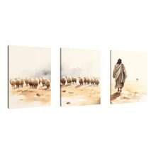 3 piezas Pósteres cristianos de la oveja perdida de Jesús, arte de pared en estilo de ilustración moderna para decoración del hogar, con marco opcional - Multicolor - Ver 11