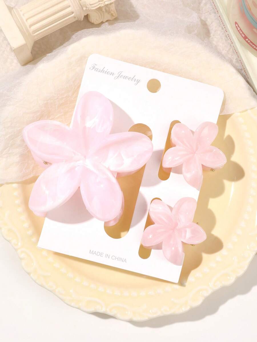 3 Pieces Set Bohemian Style Pastel Ombre Marble Texture Hairclips, Medium & Small Daisy Floral Hair Accessories, Hairpin Bangs Clips, Beach Resort Hair Claws Claw Clips Hair Jaw Clip Hair Clamps Hair Clutch Hair Catcher Clip, Casual Fall Winter Flower Hair Clip For Vacation Outfits Woman Summer Vacay Hair Clips