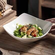 10 piezas Tazones blancos, material de PP Platos cuadrados reutilizables de 8 pulgadas, aptos para microondas y lavavajillas, adecuados para cocina, postres, frutas, ensaladas, sopas, vajilla para comidas al aire libre, regalo para Navidad, Año Nuevo, Festival de Primavera, tazones de caramelos