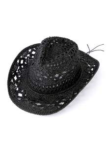 1pc Boho Casual Cowboy Straw Hat, Sunscreen Hat Suitable For Vacation And Commute, Fashion And Versatile For Men And Women All Seasons - Teardrop Straw Hat - View 18