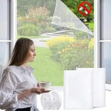 1 pieza Pantalla invisible contra mosquitos de verano autoadhesiva y simple, pantalla de ventana cortable encriptada con cinta de gancho y bucle, pantalla contra mosquitos autoadhesiva para el hogar, pantalla de ventana encriptada con cinta de gancho y bucle gratis, pantalla de ventana invisible