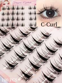 100 Clusters Glue-Free Bunny Eyelashes Set | C-Curl 3D Glam Wispy Lashes, Ultra Soft & Comfortable | Korean Japanese Style Easy Wear For Daily & Parties | Cruelty-Free, Reusable, Lightweight & Beginner-Friendly | All-Day Wear, Waterproof & Sweatproof For Special Occasions