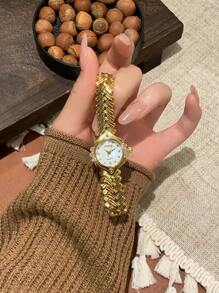1 pieza Reloj de moda de estilo clásico francés de lujo, con carcasa de concha azul, diseño simple y elegante, adecuado para uso diario y como regalo de cumpleaños