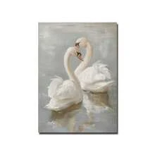 1pc Swan Vintage Art Canvas Poster Farmhouse Rustic Decoration Retro Painting Print Home Wall Decoration,Ideal Gift Optional Frame ,Wall Art With Frame - Multicolor - View 14