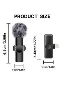 Wireless Lavalier Microphone For Phone IPad TypeC Lapel Mics Plug-Play 2.4G Ultra-Low Delay Built-In Noise Reduction Chip Working Time For Video Recording Interview Podcast Vlog - Black - View 11