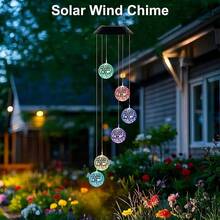 American Flag Solar Wind Chimes For Outside Color Changing 6 LED Wind Chime Lights Heart Hanging Solar Lights Windchimes Outdoors  For Porch, Garden, Patio, Party, Yard, Window Halloween Christmas New Year - Crystal Solar Wind Chime - View 7