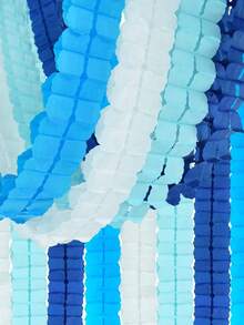 12件/套 - 60英尺（18米）三叶草花环，蓝白流苏纸质悬挂花环，可重复使用，适合主题派对、婴儿派对、毕业典礼、婚礼、家庭聚会、海军蓝海洋主题派对等。