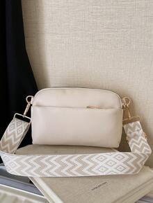 Minimalist Simple Crossbody Bag, Fashion PU Shoulder Bag, Ladies Casual Handbag And Wallet Set - White - View 11