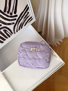 1 件可爱爱心化妆包，时尚休闲便携式化妆包，女士化妆包，女生卫生棉条收纳包，带拉链的便携式化妆刷收纳包