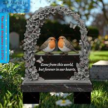 1 pièce Plaque commémorative classique avec conception d'arche florale et oiseau 3D - 24 cm x 13 cm Pieux de pelouse en acrylique résistant aux intempéries pour cimetières, tombes ou mémorial domestique - Décoration extérieure montée au sol, sans électricité nécessaire, Décoration de cimetière, Mémorial élégant, Conception de couleur vibrante, Style plat 2D, Conception aléatoire