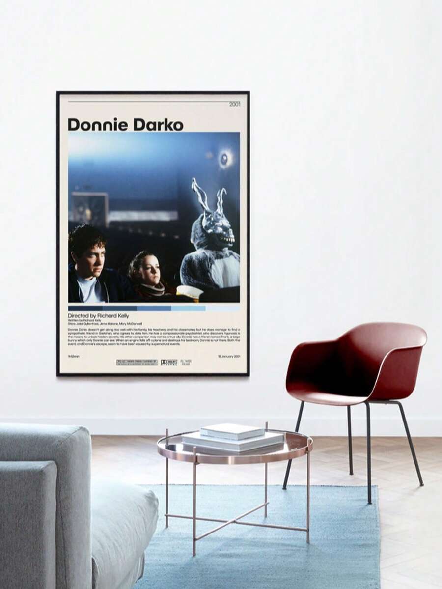 1pc Donnie Darko Poster Richard Kelly Minimalist Movie Poster Canvas Painting Art Modern Home Bedroom Office Living Room Cafe Bar Wall Decoration Home And Dormitory Decoration Optional Frame ,Wall Art With Frame - A - View 1