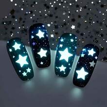 3D Glitter Hypoallergenic Christmas Nail Art Stickers (6-Pack) With Star, Heart, Moon, Snowflake, And Deer Designs. Self-Adhesive, DIY, Japanese And Korean Style. Cute, Sweet, And Hot! Sparkling And Dazzling Christmas Nail Art Decorations. Popular Nail Art Accessories For Women Worldwide. Nails Nail Supplies - Multicolor - View 2