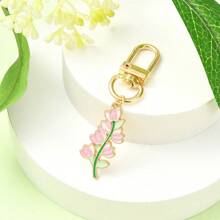 1pc Flower Design Keychain, Pastoral Floral Keyring, Violet/Lily Of The Valley/Lily/Sunflower Alloy Pendant, Fashion Elegant Bag Charm Accessory, Holiday Gift