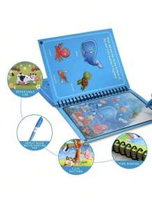 1 Set Magic Water Color Painting Book, Magical Coloring And Drawing Kit, Educational And Reusable Watercolor Painting (Pen And Border Color Of Drawing Book Are Random), For Office, School, Painting, Student, Marker, Stationery, School Supplies, Watercolor, Holiday Party Birthday Gift