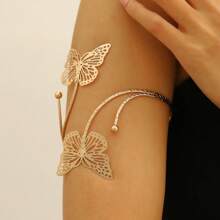 [Accesorio de brazo elegante para mujer] Brazalete de brazalete con forma de estrella de mar, mariposa y flores, brazalete abierto con forma de estrella de mar para vacaciones en la playa, brazalete de aleación de moda estilo Ins, joyería personalizada y exagerada de brazalete creativo adecuado para mujeres, vacaciones en la playa