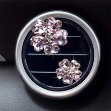 2 件套心形水晶花卉汽车出风口夹，5 种颜色可选，空气清新剂，汽车配件，可爱花卉汽车装饰，女士礼物 - 彩色 - 查看 8