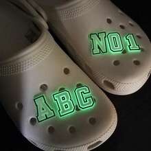 37pcs Luminous Letter Shoe Decorations, PVC Alligator Charm, DIY Accessories Suitable For Clogs, Sandals, Bracelets, Gift For Adults, Teens, Girls & Boys Party - Night Light - View 4