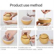 1PC Wooden Cool Mist Humidifier Aroma Diffuser For Room With Colorful Ambient Lighting, Ideal For Home,Office,And Car , Aroma Air Diffuser With Colorful Change Diffuser For Car, Office And Babies. Purifier Humidifier For Bedroom Room Decor