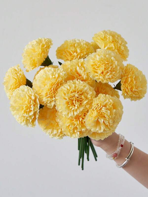 1 pièce/3 pièces/6 pièces Oeillets artificiels, tiges de fleurs artificielles en soie, fleurs factices pour arrangements funéraires, bouquets de mariage, couronnes de cimetière, artisanat DIY