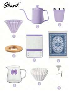 shoxil Purple Coffee Set, Size 02 Drip Coffee Set, Pour Over Coffee Maker Set, Portable Coffee Gift Set, Travel Coffee Accessories Tools, Holiday Gift For Family And Friends