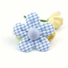 20pcs Handmade Fabric Flower Appliqués (Random Color)For DIY Crafts – 1.97inch Gingham Checkered & Solid Color Hair Clips, Patches For Clothing, Shoes, Hats & Accessories