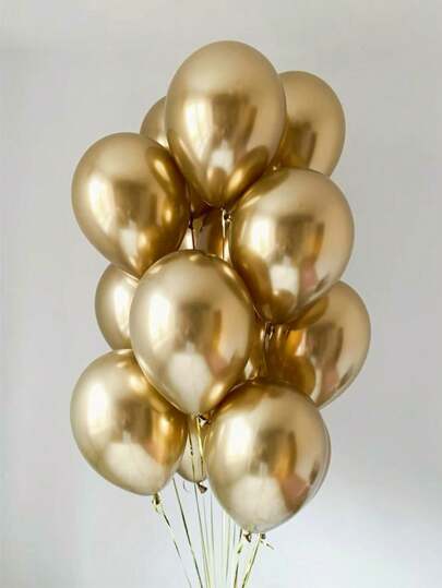 20pcs 10-Inch Gold Metallic Latex Balloons, Suitable For Wedding, Anniversary, Carnival, Party, Birthday Party Decoration