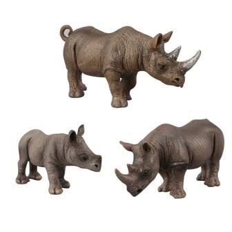 1/3 bestverkochte realistische, solide dierenmodellen, neushoorn, Afrikaanse neushoorn, babyneushoorn, complete set statisch displayspeelgoed