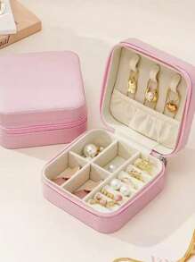 1pc Portable Minimalist Jewelry Storage Box, Travel Jewelry Case For Rings, Earrings, Necklaces