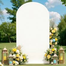 1 pièce, 1,80 m / 2 m / 2,20 m Couvre-arche de mariage blanc romantique, rideau d'arche circulaire, support de décor de fond, décoration de fête d'anniversaire, de banquet, de mariage/de la Saint-Valentin/de cérémonie de remise des diplômes