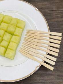 400/200/100/50/25pcs Natural Bamboo Fruit Skewers, Transparent Home Use Small Snack Cake Dessert Fork, Appetizer & Dessert Forks, Suitable For Parties, Gatherings, Picnics, Weddings, Businesses. Quantity Can Be Customized.,School Supplies - Beige - View 8