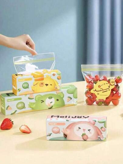 1 Box Of Products: Reusable Food Storage Bag, Double Rib Storage Bag, Fruit And Vegetable Freezer Bag, Reinforced Sealed Bag, Dense Bag For Subpacking In The Refrigerator, Removable Food Bag, Kitchen Supplies