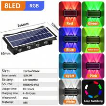 Große wasserdichte Solar-Wegbeleuchtung für Outdoor, kabellose Außenwandleuchte für Garten Beleuchtung, RGB einstellbare LED Wandlaterne für Hof, Terrasse, Veranda, Weg, Zufahrt