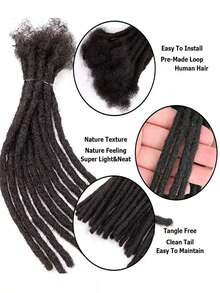 0.4 厘米厚度选项 6-20 英寸 10 股真人头发辫子接发，适合男士/女士，手工制作永久性接发束，可漂白、染色、卷曲、扭曲