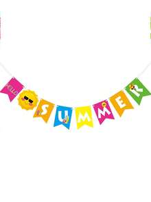 Set de decoración para fiesta de verano - 21 decoraciones para fiesta de playa y piscina, pancarta "Hola verano", colgante de playa y piscina, decoración en espiral con tema hawaiano, set de banderines en espiral de verano - Decoración para fiestas de cumpleaños, hogar, oficina y espacios al aire libre - Multicolor - Ver 8