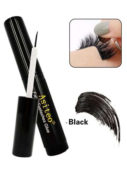 Asiteo قطعة واحدة من غراء الرموش السوداء 5 مل، غراء مقاوم للماء وسريع الجفاف لاصق رموش صناعية من نوع الفرو الصناعي، غراء رموش صناعية