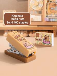 1 Pc Cute Cartoon Mini Stapler Set With 400 Staples Portable Office School Supplies