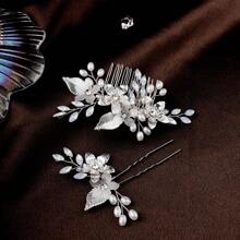 1 set de barrettes et de peignes en cristal de verre, coiffe de mariée pour chignons, accessoires pour mariage et fête