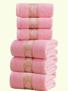 QIBHI 1 Pc Jacquard Heart Design Bath Towel, Soft Absorbent, Lightweight Bathroom/Beach/Party Towel, Valentine's Day Gift Back To School For Beauty Salon Home Bathroom Bath Towel Sheet - Pink - View 6