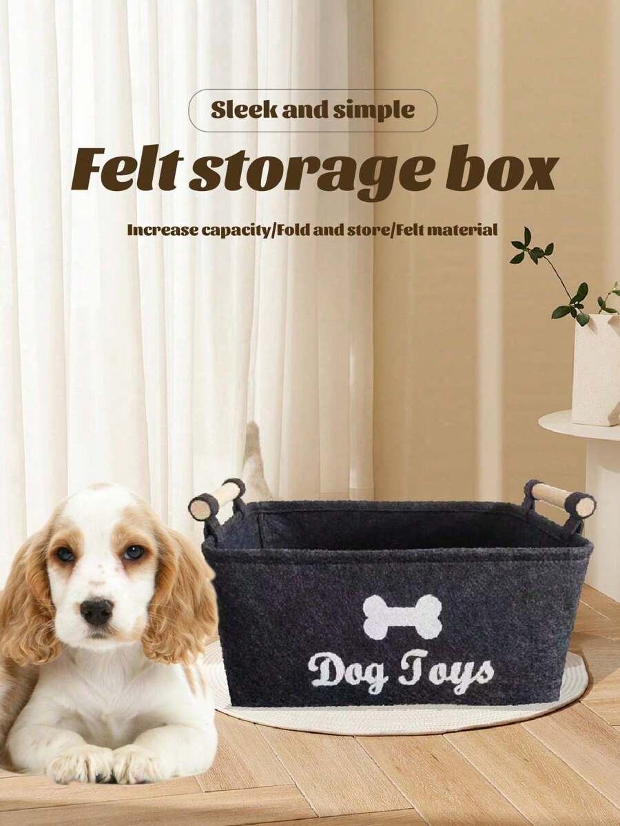1pc Pet Dog Toy Storage Box, Casual Home Organizer Goods