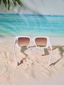 Tropiscape 1pc Women Polygonal Fashionable Party Fashion Glasses Suitable For Beach Outdoor Photography Shades Beach Accessories Beach Accessories For Women Glasses Shades Basics Fall Winter Women Outfits Clothes Business Casual Gifts Winter Gifts Cottagecore,SummerOutfit - Multicolor - View 4