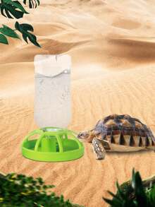 1pc Automatic Small Pet Water Feeder, Turtle Water Bowl - Green - View 1