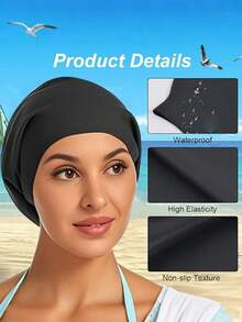 Extra Large Silicone Swimming Cap For Braids And Long Hair Extensions, Waterproof Swim Caps For Pools And Showers, Suitable For Adults To Keep Hair Dry, Easy To Put On And Take Off, Fits Various Hair Lengths And Styles Including Short, Medium, Long Hair, Braids, Weaves, Curls, And Afro Hair. Available In 5 Sizes: S-M-L-XL-XXL, Black Color, Unisex, Beach Essentials, Beach Accessories, Pool Float - Black - View 6